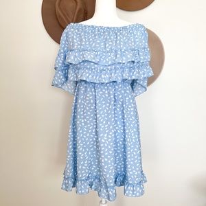 Blue Polka dot Ruffled dress